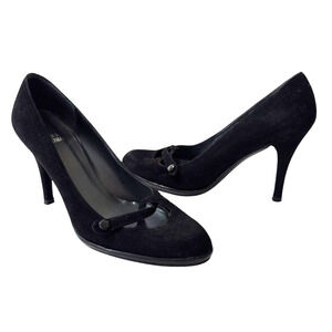 Stuart Weitzman Black Suede Almond Toe Pumps Size 6.5M